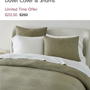 West Elm European Flax Linen Mini Waffle Duvet Cover & Shams full/queen